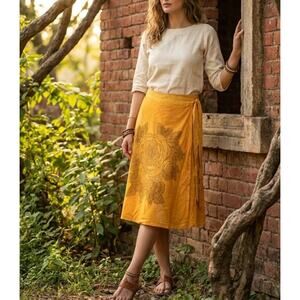 SHEESH Tie Skirt Cotton Wrap BOHO Rajasthani Hippie Indian Floral Sequined NWT